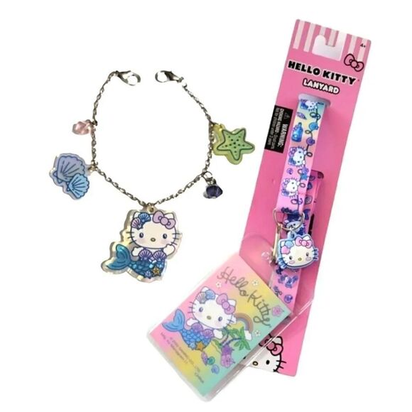 Hello Kitty Mermaid Lanyard and Matching Charm Bracelet Bundle - Picture 1 of 16